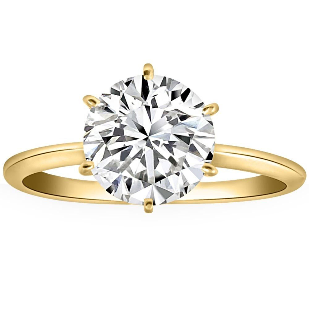 Certified 2 1/2CT Lab Grown Diamond Solitaire Thin Engagement Ring 14k Yellow Gold (G-H, VS2-SI1)