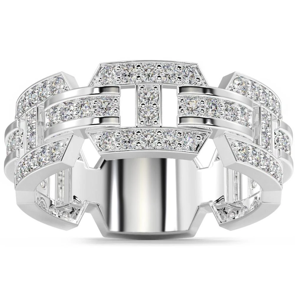 1 1/4Ct Diamond Ring Men's Lab Grown Band in 10k White, Yellow, or Rose Gold (F-G, VVS)