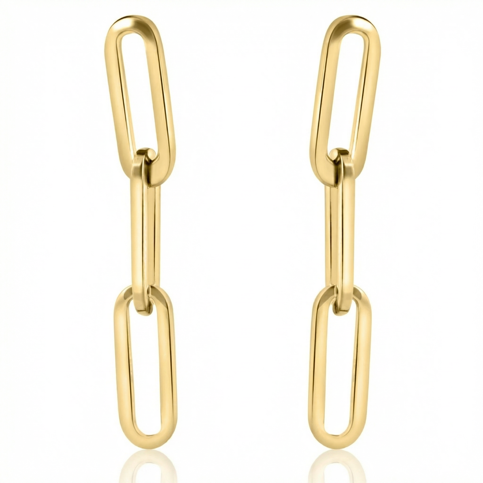 14k Yellow Gold Clip Dangle Women's Earrings 3/4" Tall