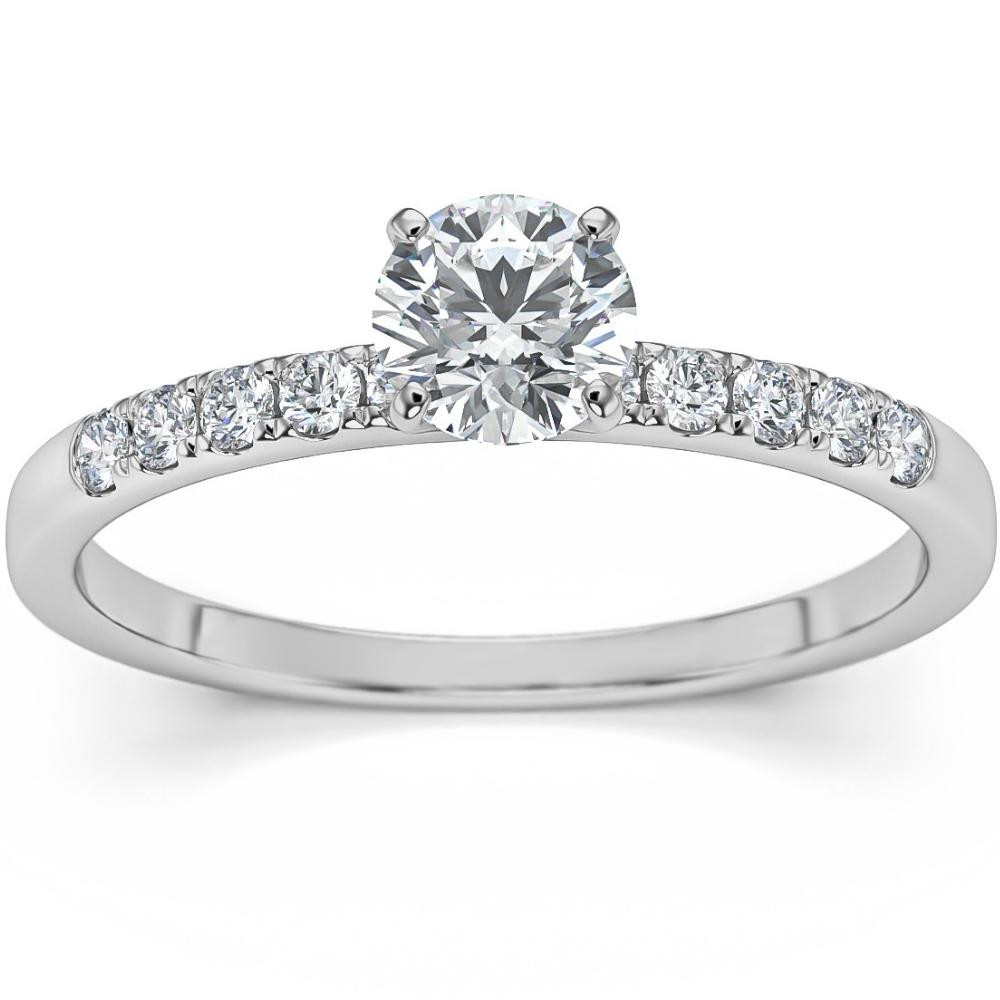 1/2Ct Round Cut Diamond Engagement Ring in White Yellow or Rose Gold (G-H, I1)