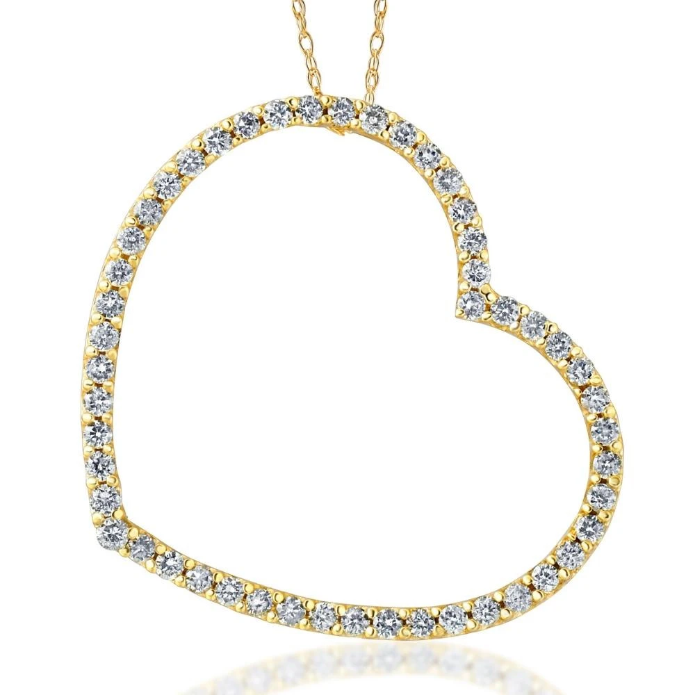 1ct Diamond Large Heart Shape Pendant 10k Yellow Gold (I-J, I1)