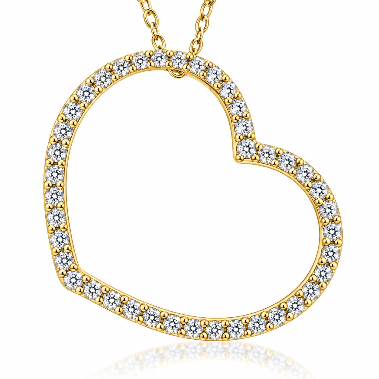1ct Diamond Large Heart Shape Pendant 10k Yellow Gold (I-J, I1)