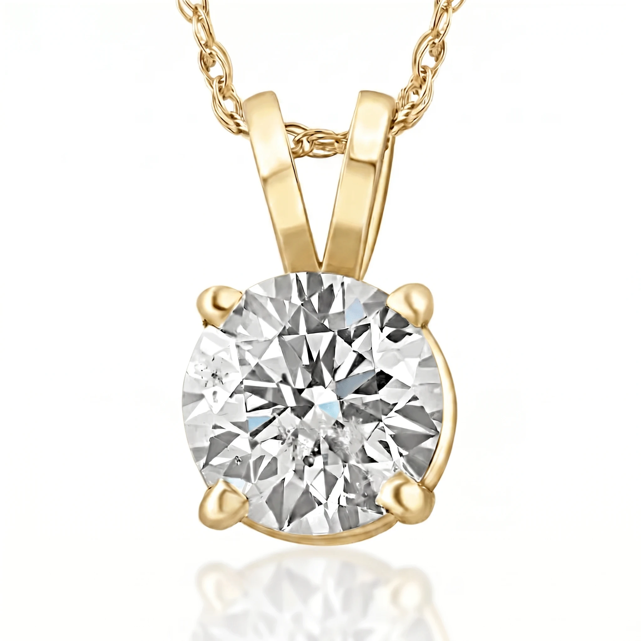 1/4 - 2 Ct T.W. Natural Diamond Solitaire Pendant in 14k White or Yellow Gold (H-I, I2-I3)