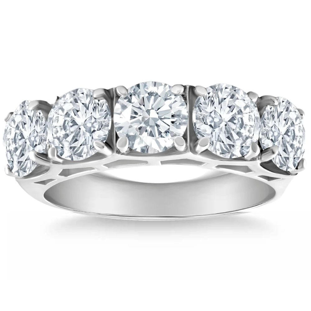 3 3/4Ct 5-Stone Lab Grown Diamond Wedding Ring 14K White Gold (G-H, VS)