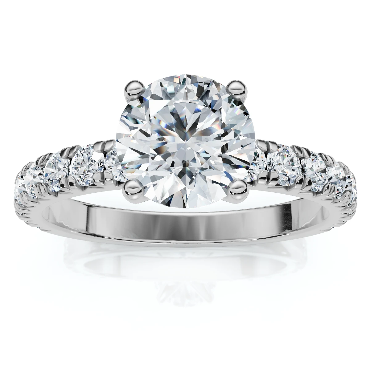 1 Ct Diamond Round Cut Engagement Ring Single Row 10k White Gold (H-I, I1)