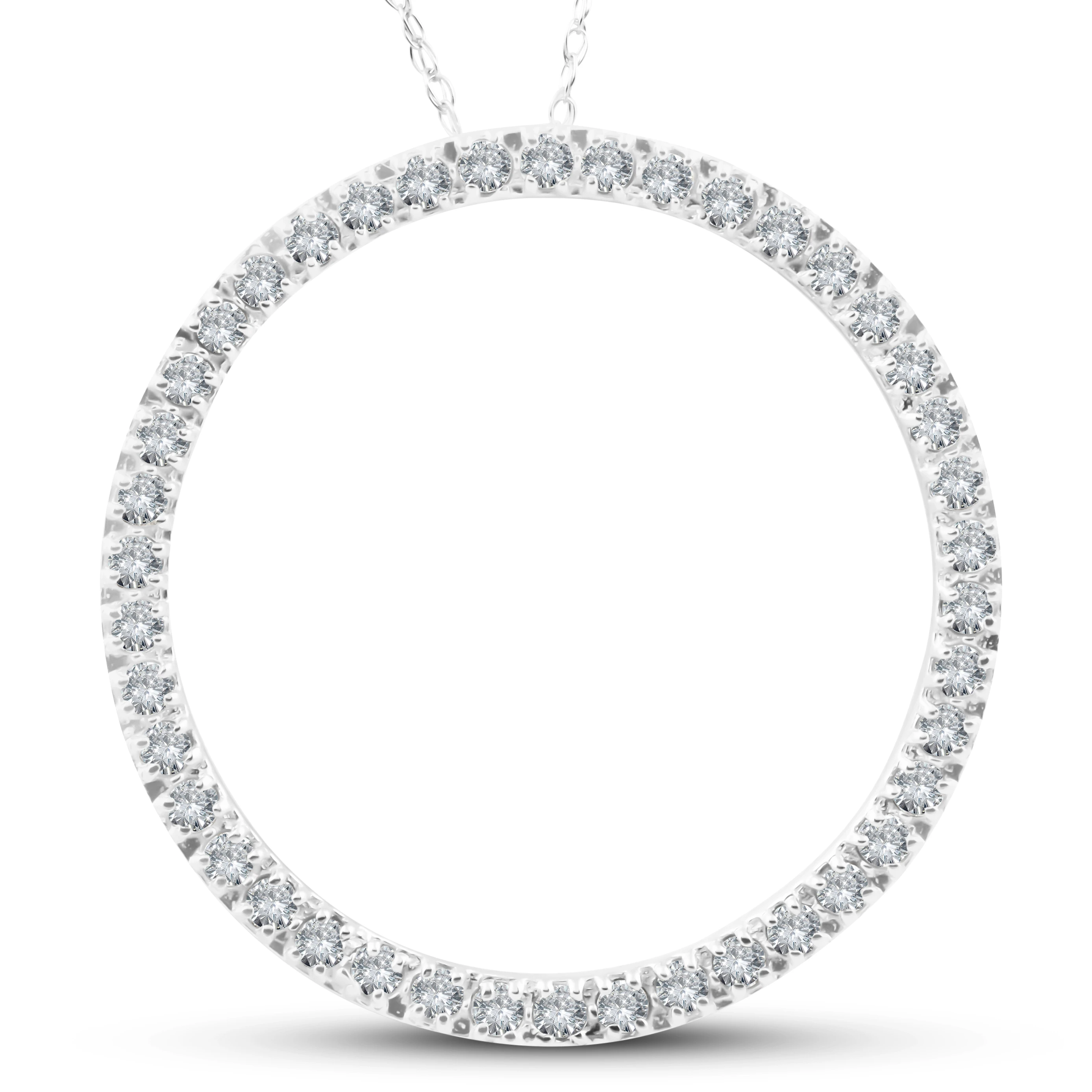 5/8Ct Circle Of Life Round Diamond Pendant 10K White Gold (H-I, I2-I3)