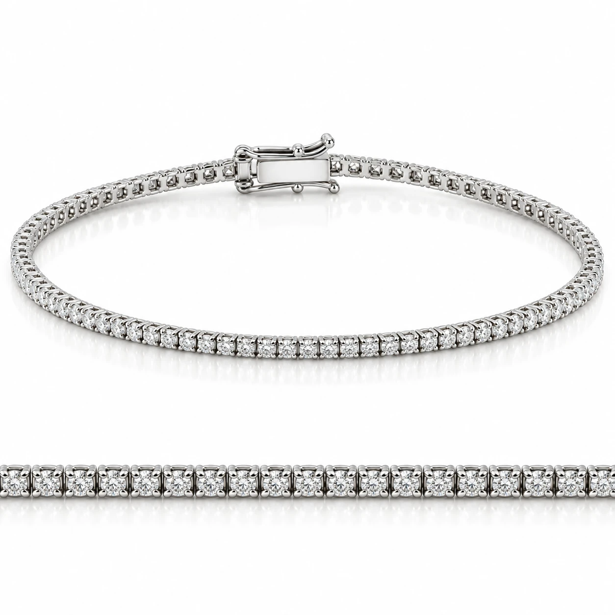 14k White or Yellow Gold Round-Cut Diamond Tennis Bracelet 2cttw 7" Women's (G-H, I2-I3)