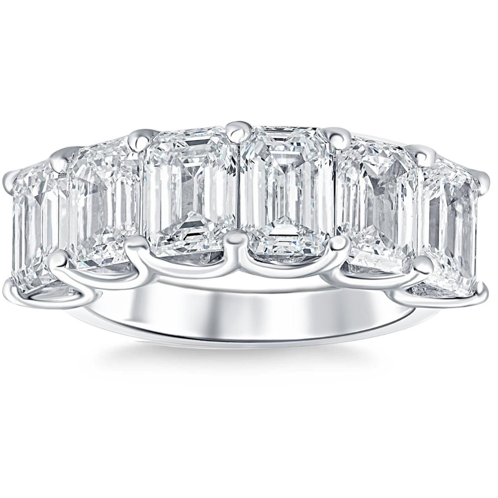 6Ct TW Emerald Cut Diamond Ring U Prong Lab Grown 14k White Yellow or Rose Gold (F-G, VS)