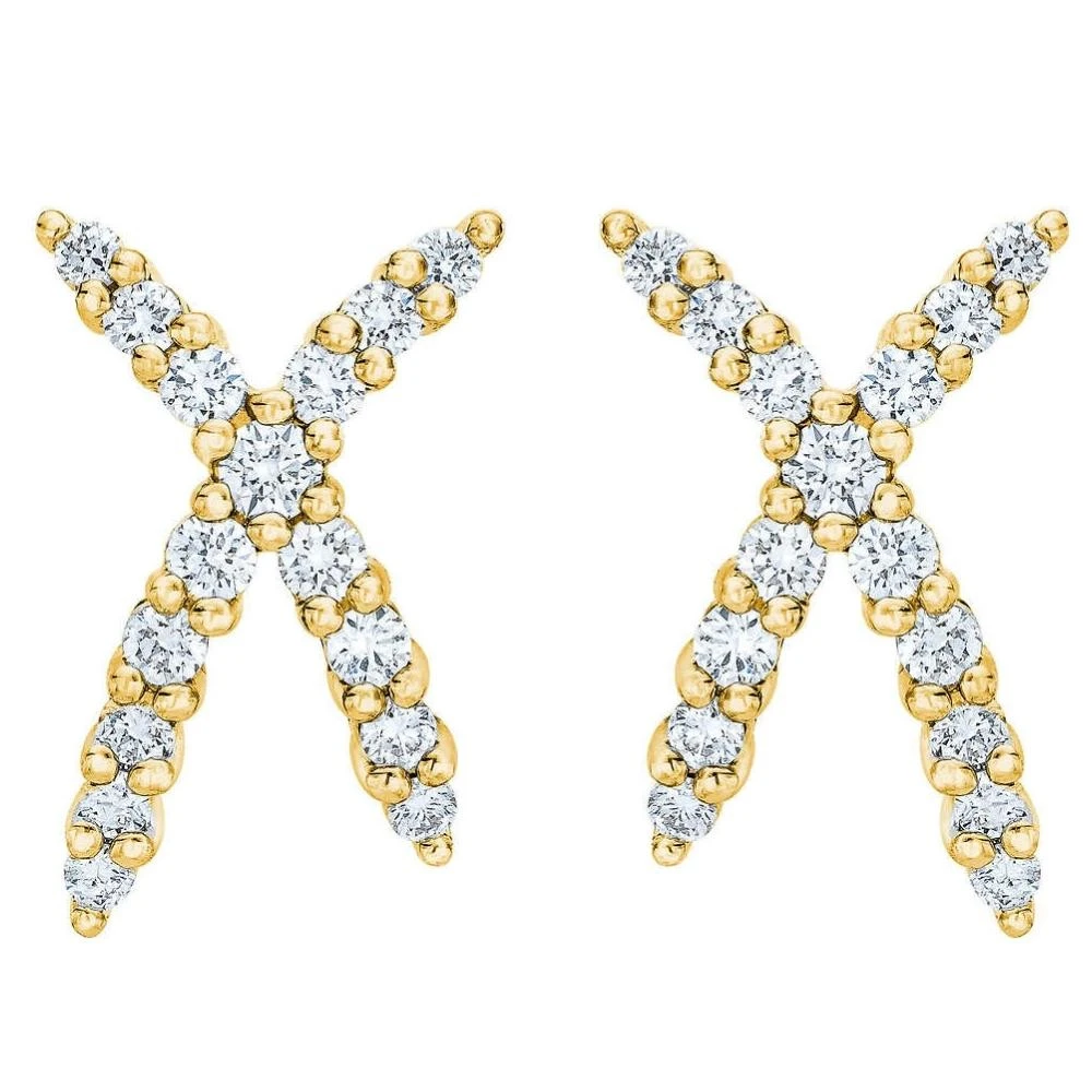 1/2Ct T.W. Diamond Fashion Women's X Shape Lab Grown Earrings 10k Gold Studs (G-H, VS2-SI1)