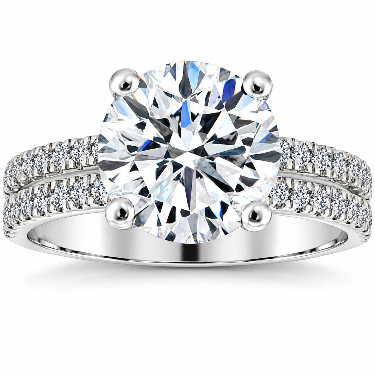 Certified 4 1/2Ct Diamond Engagement Ring Multi-Row Pave Diamonds Gold Lab Grown (F-G, VS)