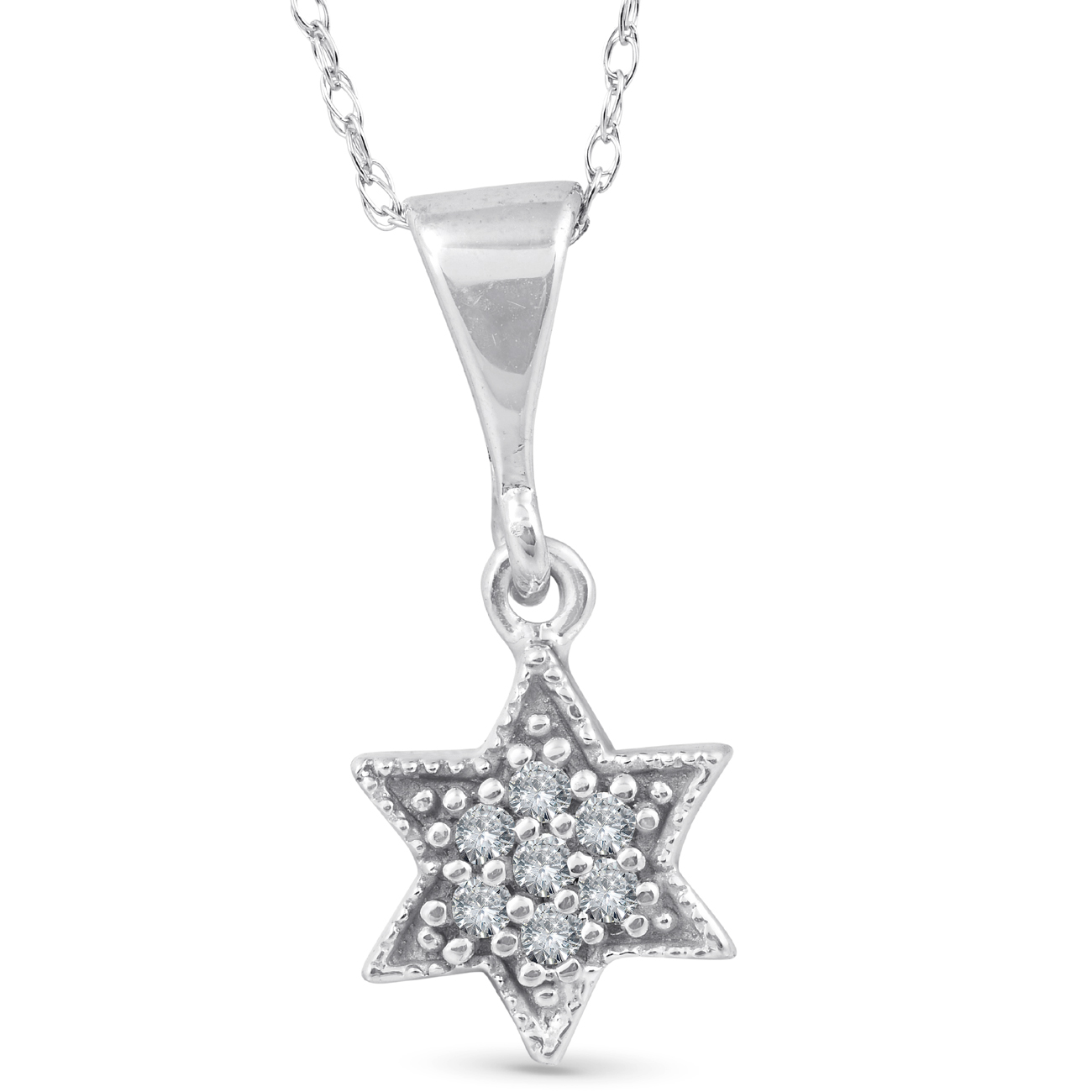 14K 1/15ct Pave Star Of David Diamond Dangle Pendant (G-H, I2-I3)