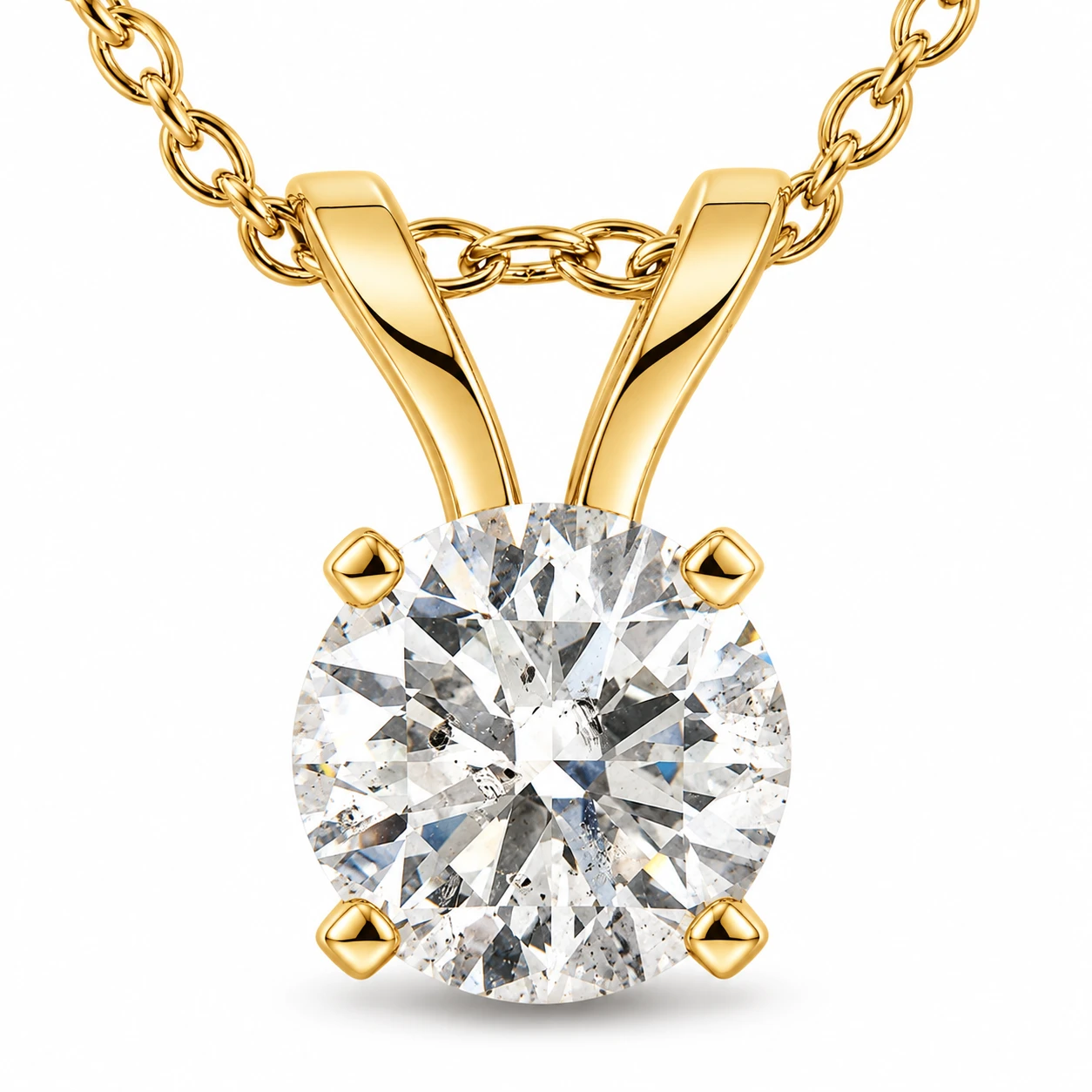 .75ct Round Cut Diamond Solitaire Pendant Necklace in 14k White or Yellow Gold (H-I, I1)