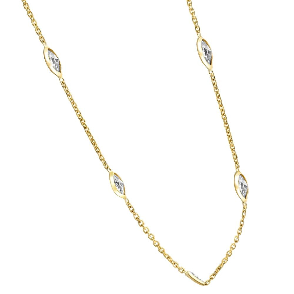 2 Ct Marquise Diamond Station Necklace in 14k White or Yellow Gold 18" Length (H-I, I1)