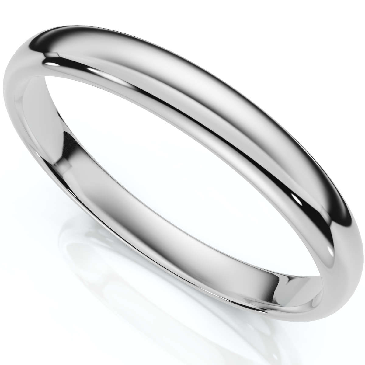 3mm Dome High Polished Wedding Band 14K White Gold