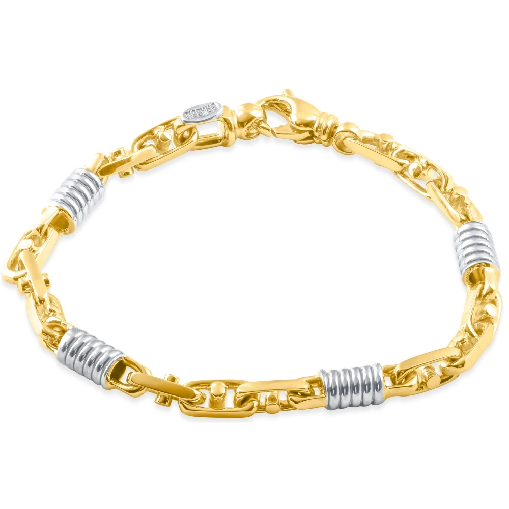 Men's Solid Designer Mariner 14k Gold (28grams) or Platinum (45gram) Two Tone 5.5mm Bracelet 8"
