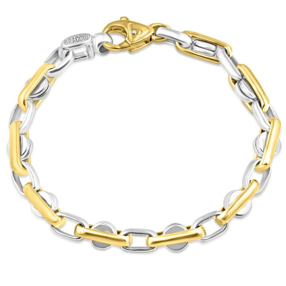 Men's Solid 14k Gold (grams) or Platinum (5gram) Two Tone 7.5mm Bracelet 8.5"