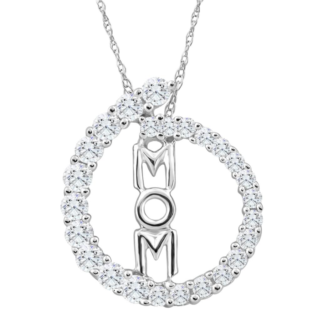3/4Ct TW Circle Mom Diamond Pendant Women's 18