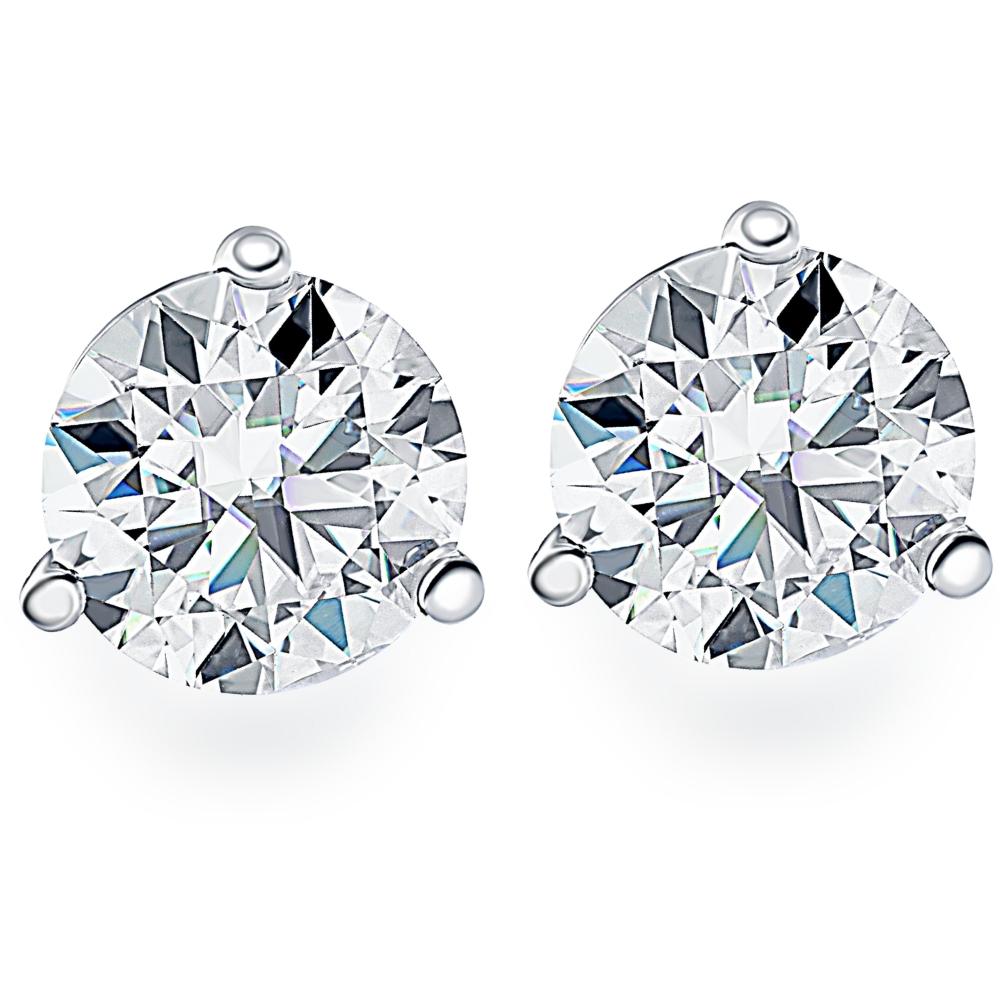 1.25Ct Round Brilliant Cut Natural Diamond Stud Earrings in 14K Gold Martini Setting (G-H, I2-I3)
