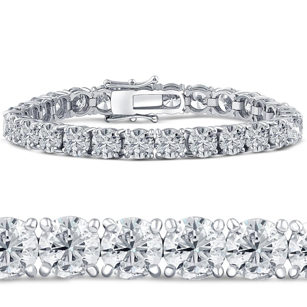 26.94Ct TW Round Diamond 7" Tennis Bracelet 14k White Gold Lab Grown (G-H, SI)
