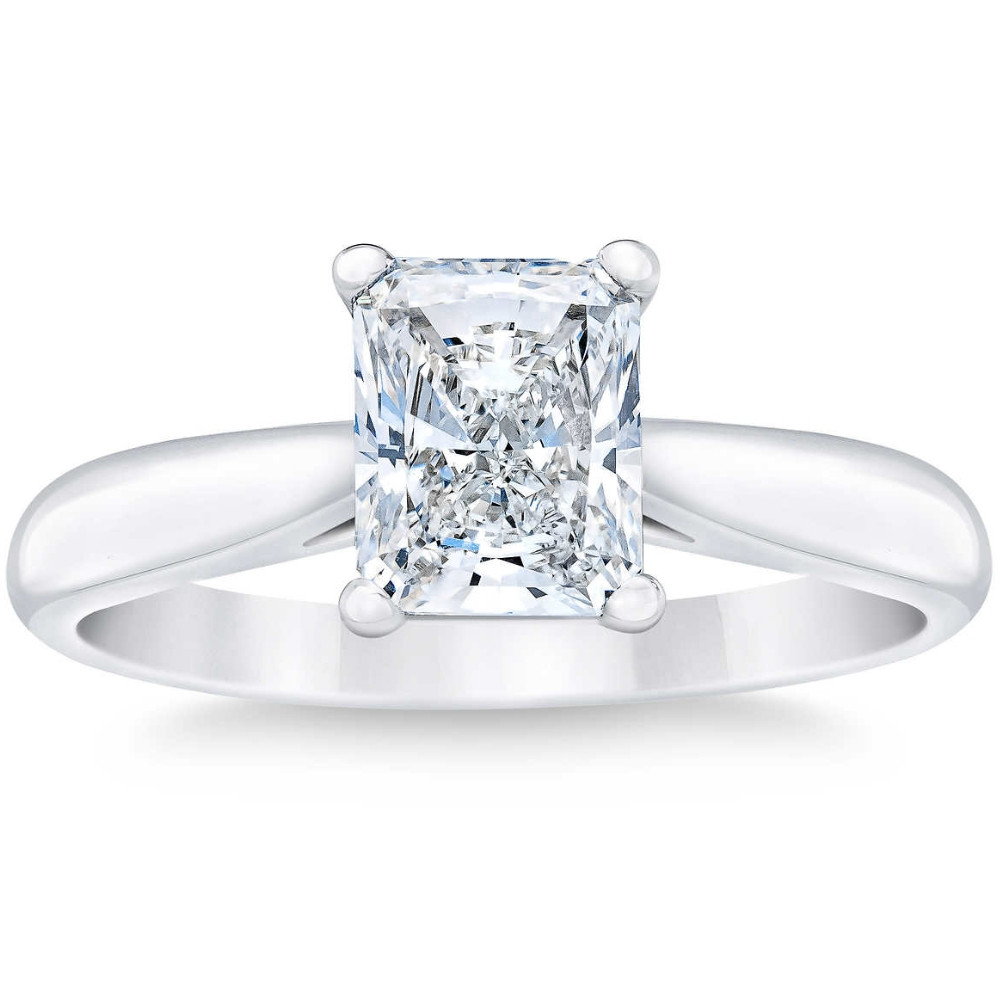 Platinum 1 Ct Radiant Cut Diamond Solitaire Engagement Ring Lab Grown (F-G, VS)