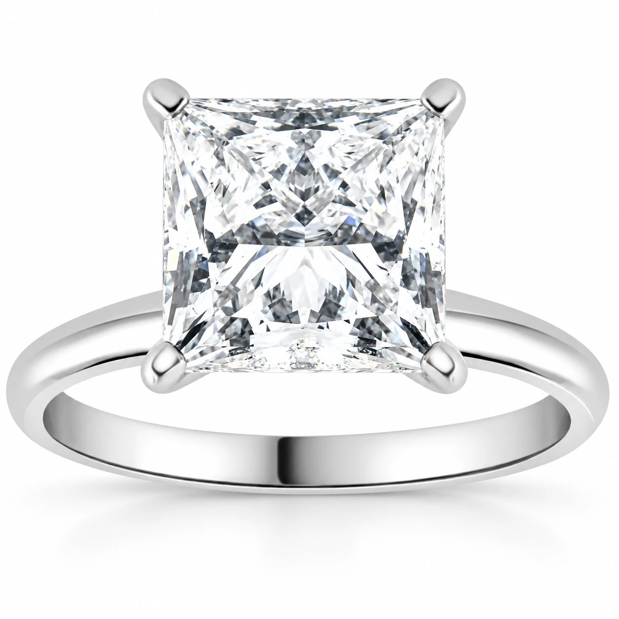 2 1/2Ct Princess Cut Solitaire Diamond Engagement Ring 14k White Gold Lab Grown (G-H, VS)