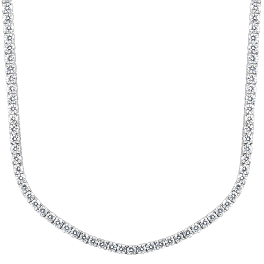 Huge 23 Ct Moissanite Tennis Necklace 14K White Gold 18"
