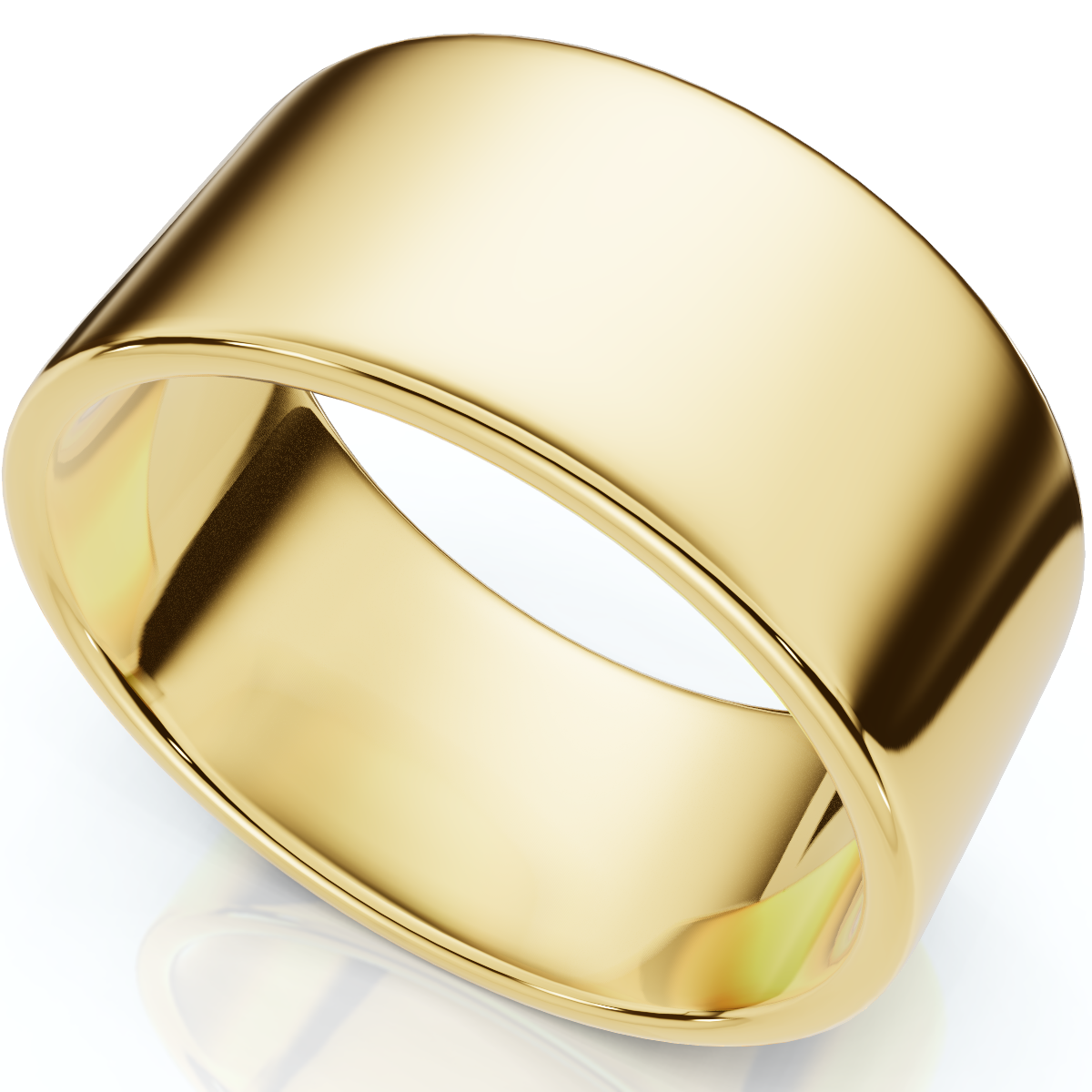 10mm Flat High Polished Wedding Band 14K Yellow Gold