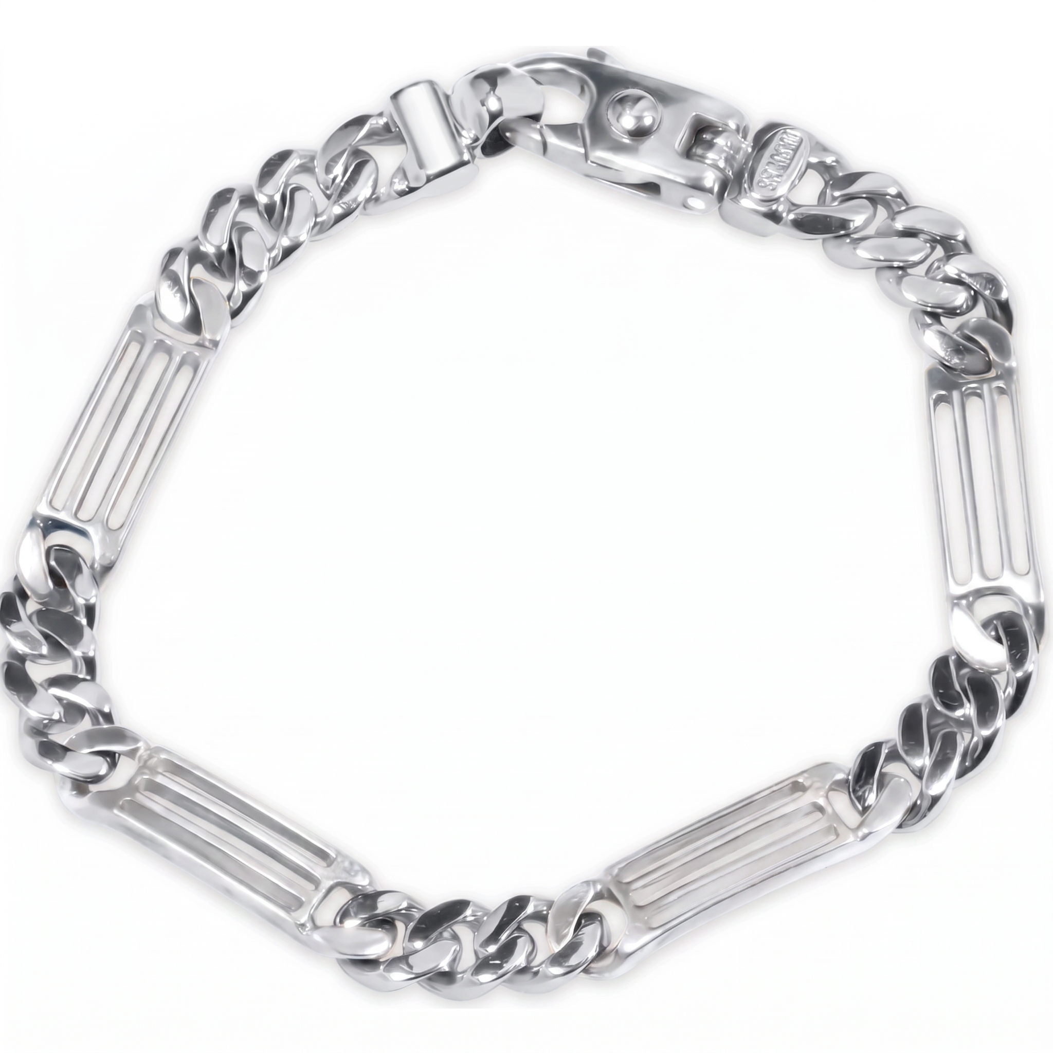 Men's Figaro Link 14k Gold (28gram) or Platinum (45gram) 7mm Bracelet 8"