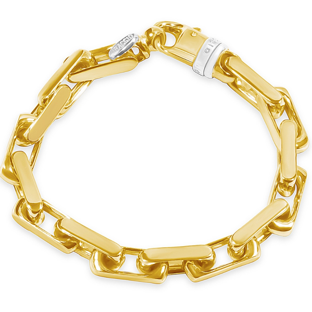 Men's Square and Rounded Link 14k Gold (65gram) or Platinum (104gram) 8mm Bracelet 8.5"