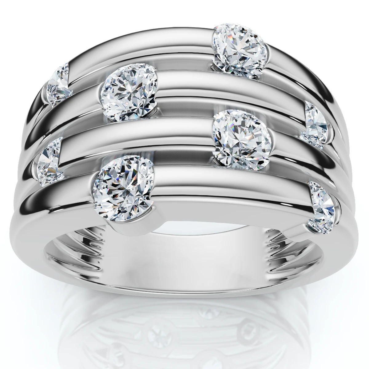 14K White Gold 1ct Real Diamond Right Hand Ring (G-H, I1)
