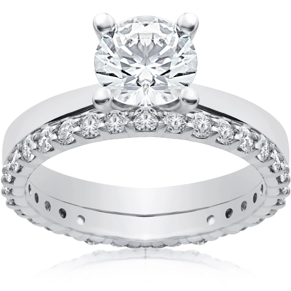 1 3/4 ct Lab Created Eco Freindly Diamond Engagement Ring & Matching Eternity (F-G, VS)