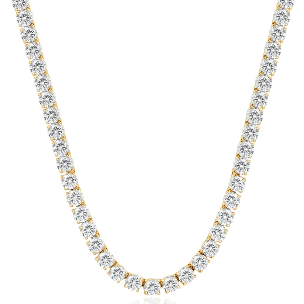 33 Ct Round-Cut Diamond Tennis Necklace 14K Yellow Gold 18" (J-K, I1)