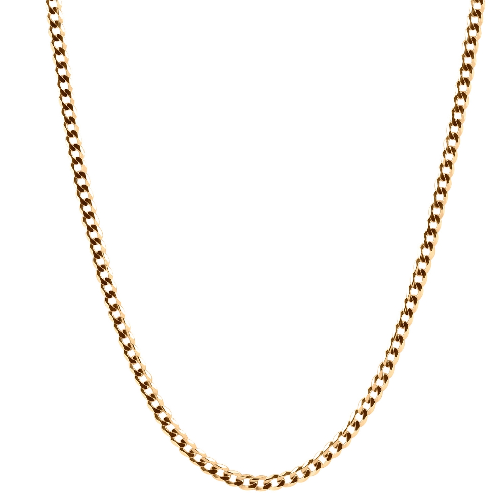 14k Yellow Gold 24" Cuban Link Chain Men's Necklace 3mm Wide