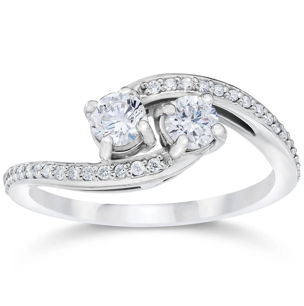 1/2 Carat 2 Stone Forever Us Diamond Engagement Ring White Gold (H-I, I1)