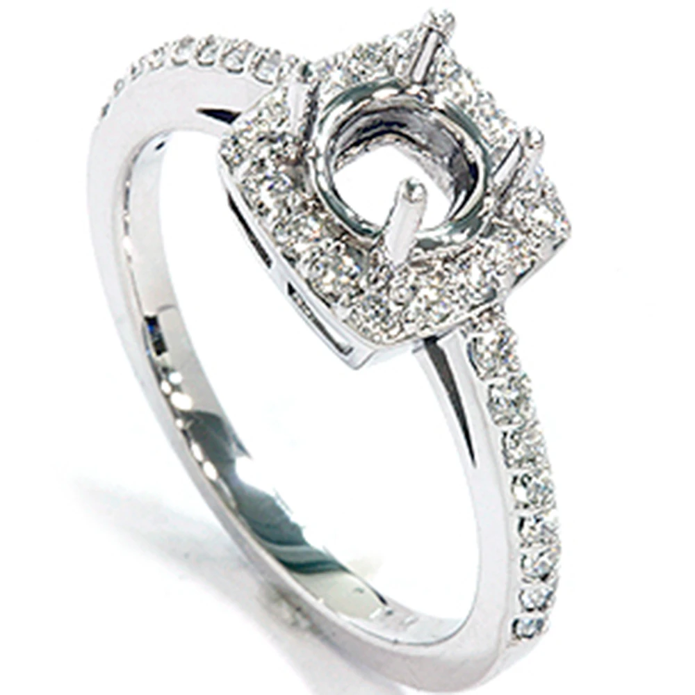 1/3ct Diamond Halo 14K White Gold Engagement Ring Setting (G-H, I1)