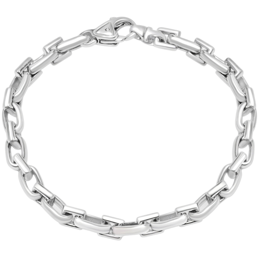 Men's Round & Square Link 14k Gold (37gram) or Platinum (59gram) 6.5mm Bracelet 8.25"