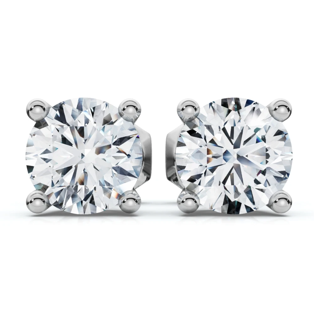 1 Ct TW Round Cut Diamond Screw Back Studs 14k White Gold Lab Grown (G-H, VS)
