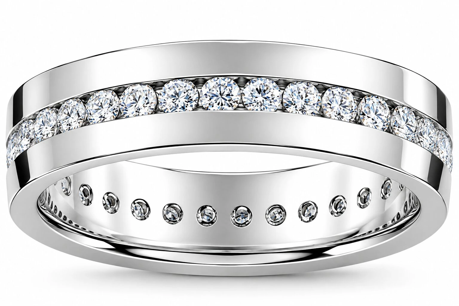Mens 1 1/4ct Real Diamond Channel Set Eternity Ring Wedding Band Anniversary (G-H, I1)