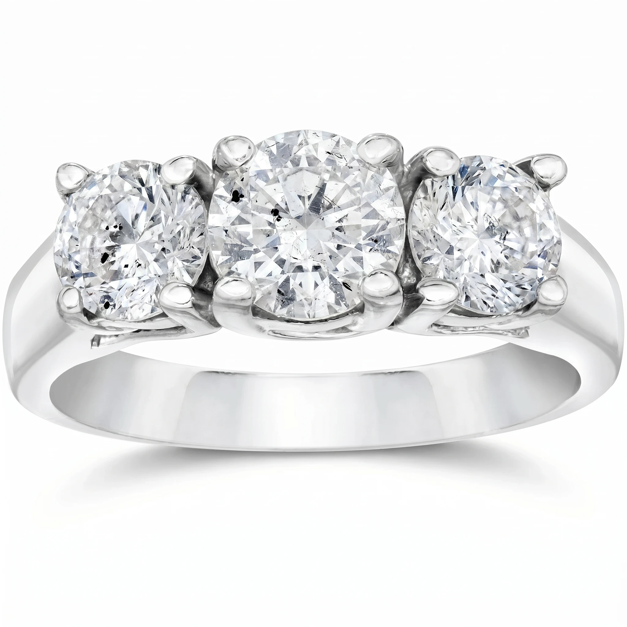 2ct Three Stone Diamond Engagement Ring 14k White Gold (H-I, I2-I3)