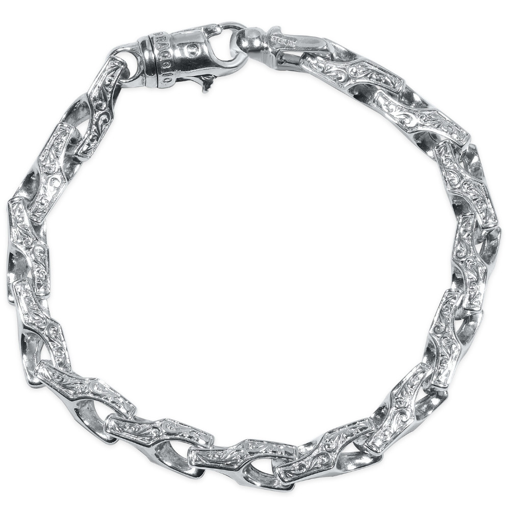 Men's Designed 14k Gold (45gram) or Platinum (73gram) Link Bracelet 8.5"