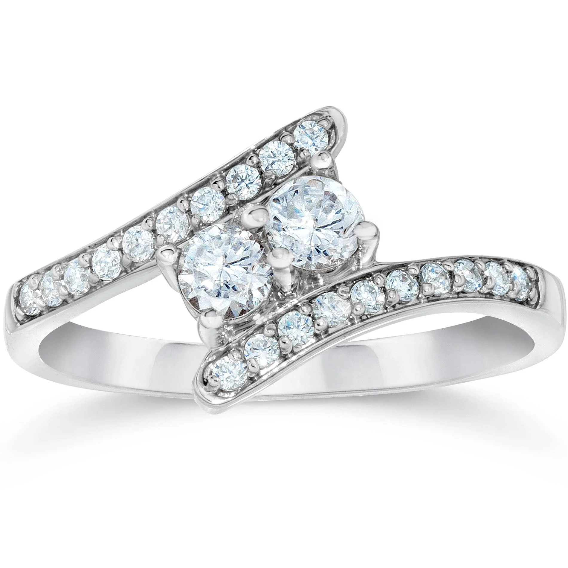 1/2CT Forever Us Diamond Two Stone Ring 10k White Gold (I-J, I2-I3)