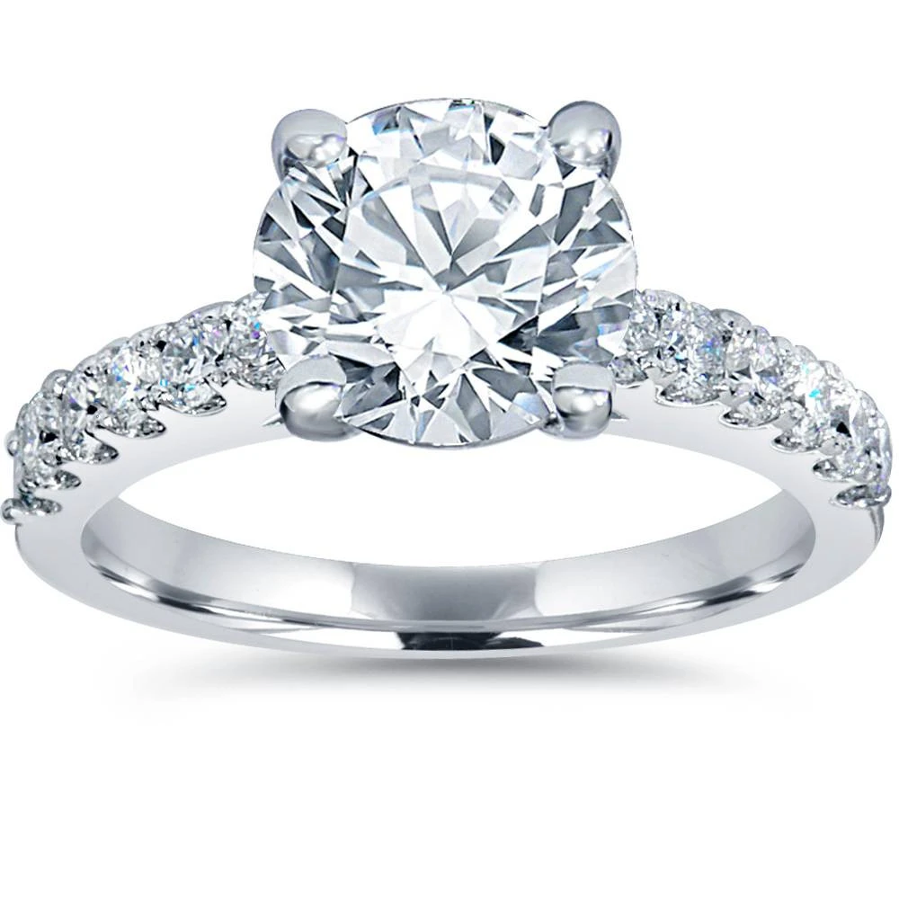 2 ct TDW Diamond Engagement Ring Solitaire With Accents 14K White Gold (G-H, SI)