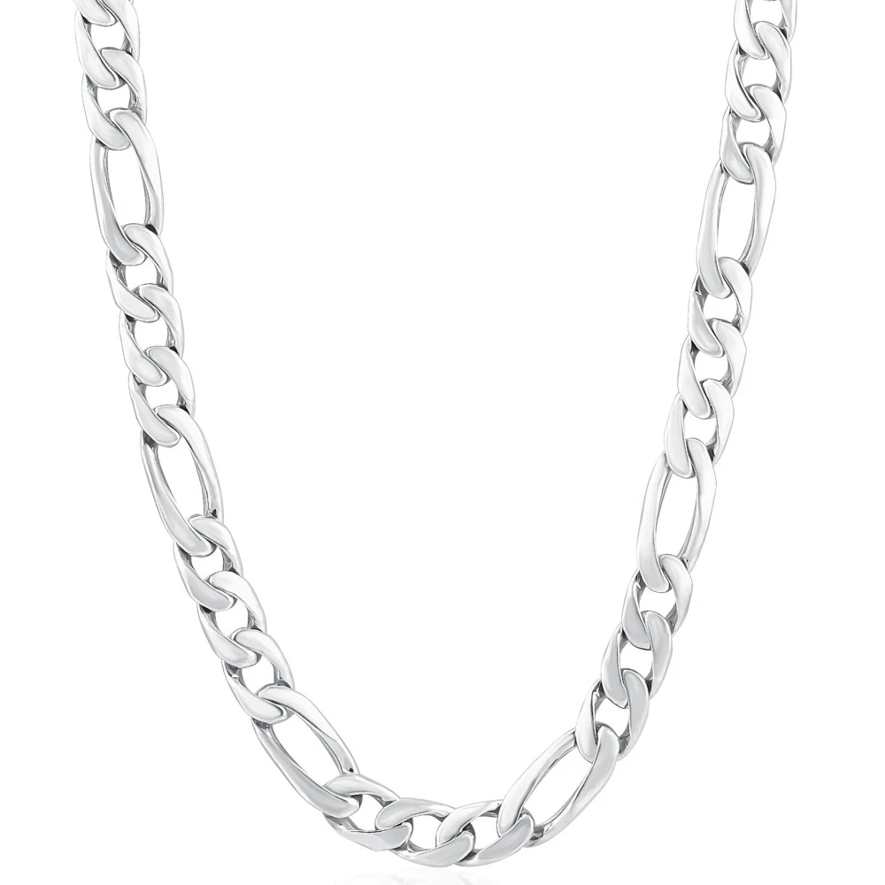 Men's Classic Figaro 14k Gold (86gram) or Platinum (161gram) 8mm Link Chain Necklace 27"