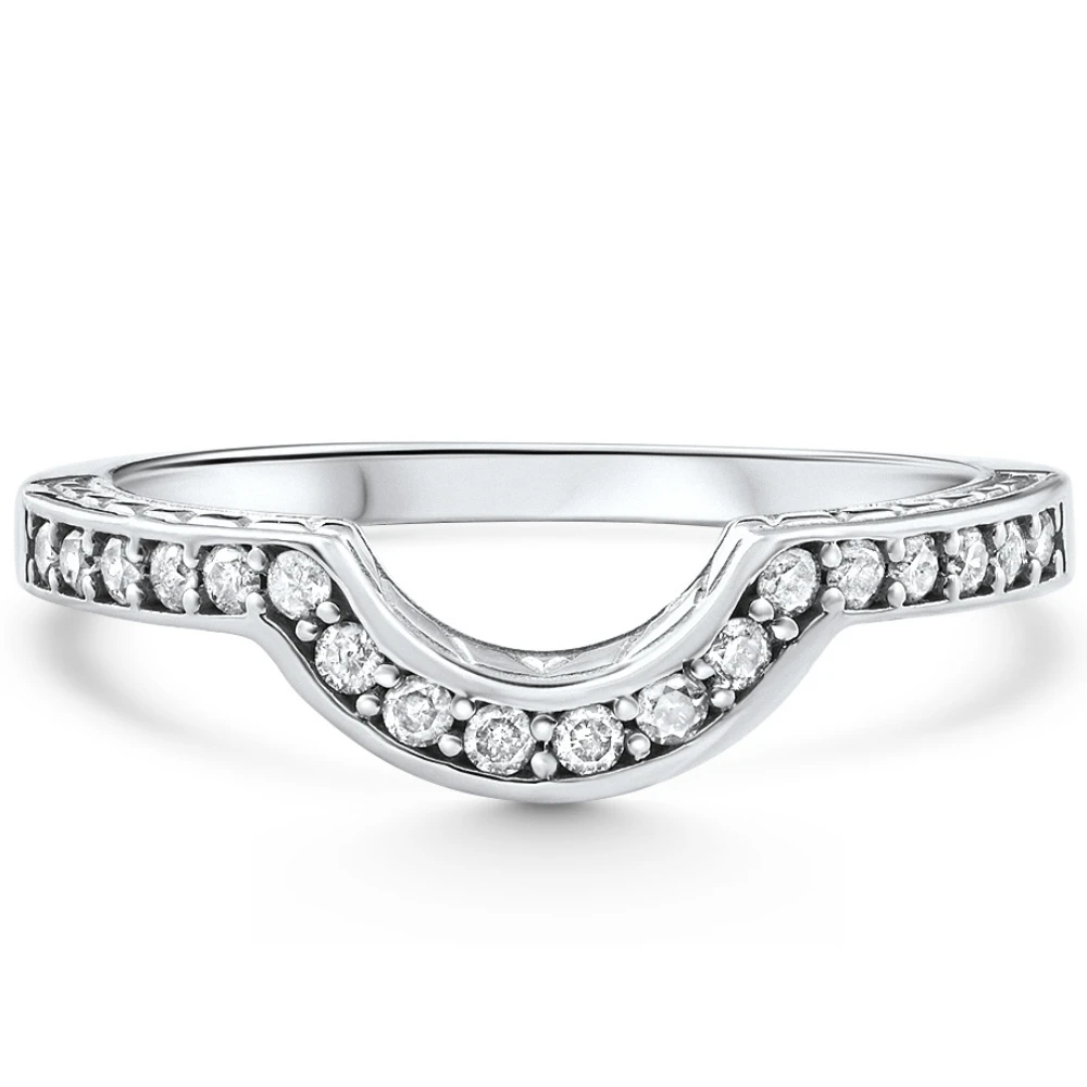 1/4ct Notched Wedding Ring Curved Antique Like Enhancer (G-H, I1)
