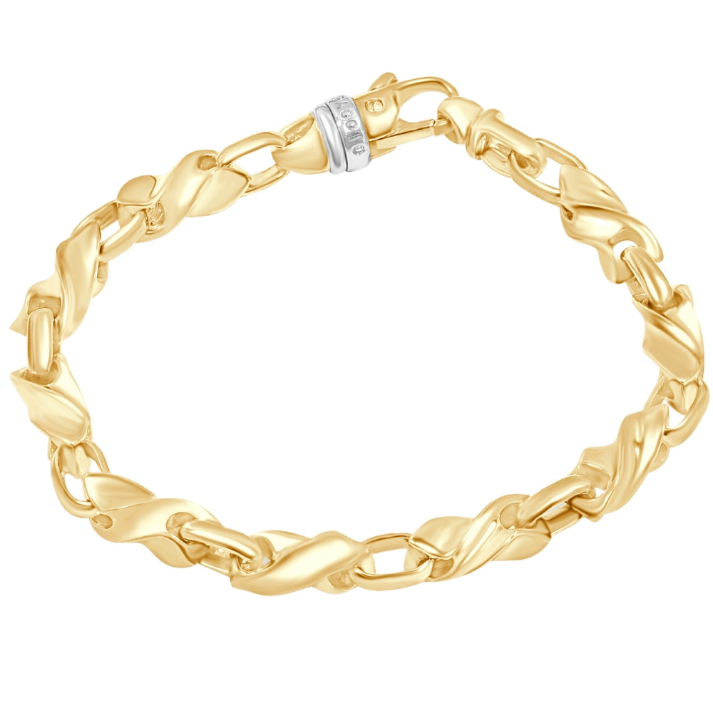 Men's Twisted & Round 14k Gold (45gram) or Platinum (84gram) 7mm Link Bracelet 8.5"