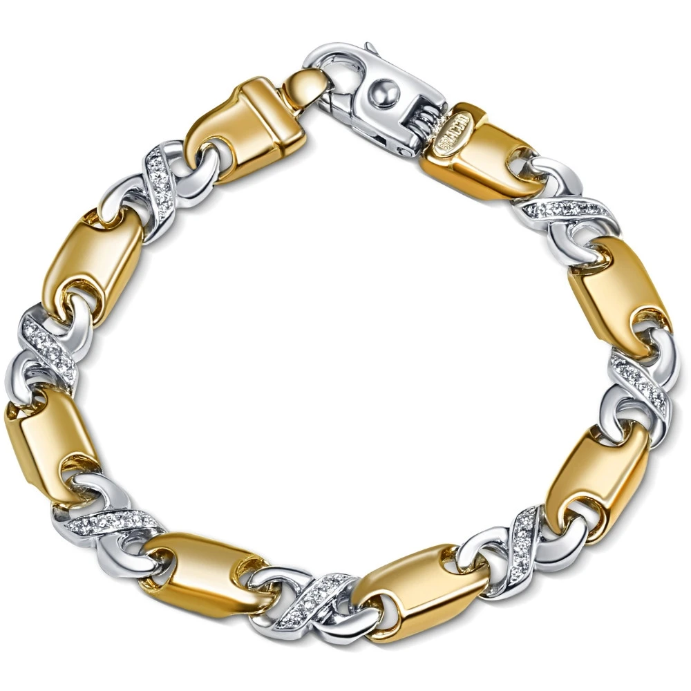 Men's 14k Gold (63gram) or Platinum (118gram) 9.5mm Diamond Bracelet 8.5" (H-I, SI)
