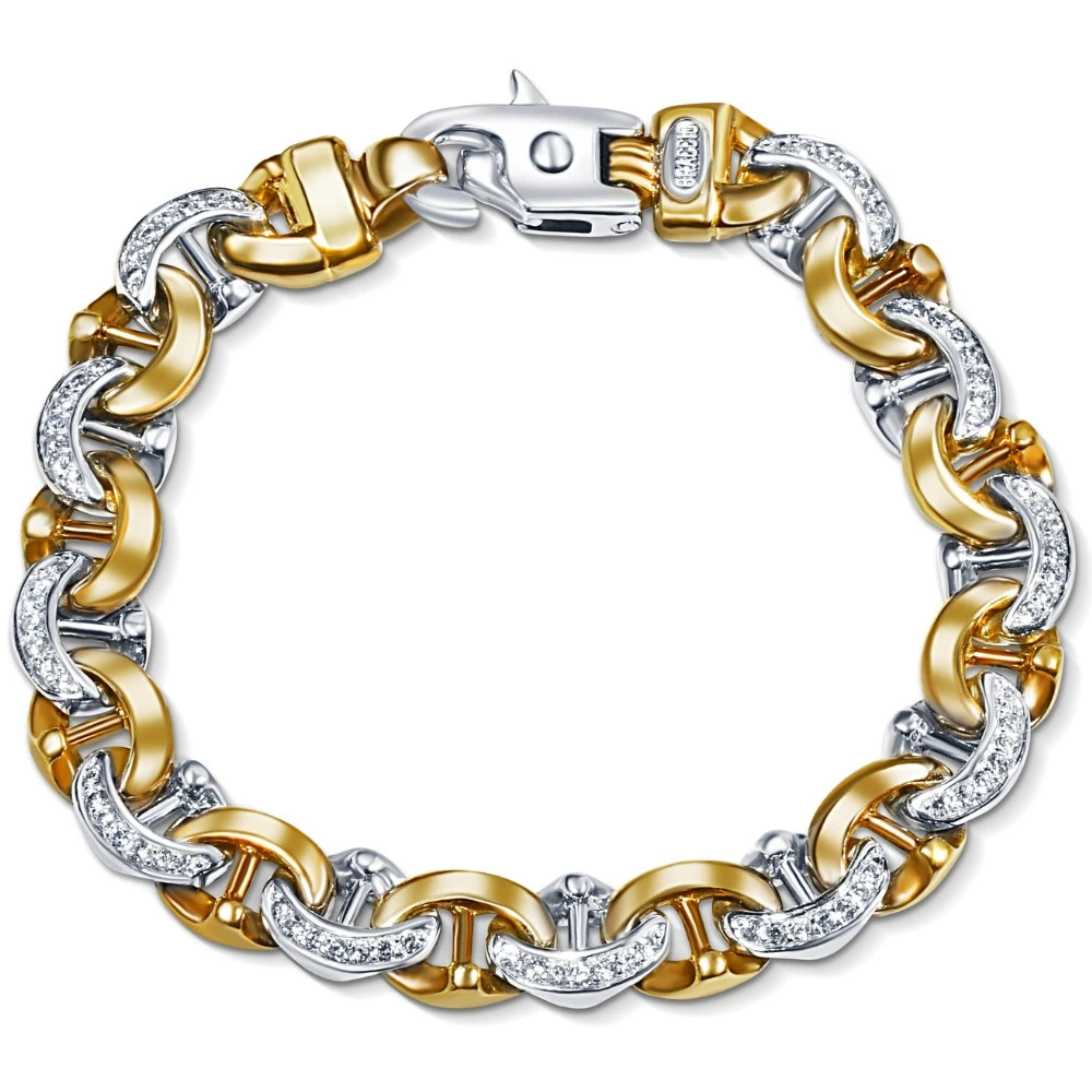 Men's 14k Gold (47gram) or Platinum (88gram) 10.5mm Diamond Bracelet 8.5" (H-I, SI)