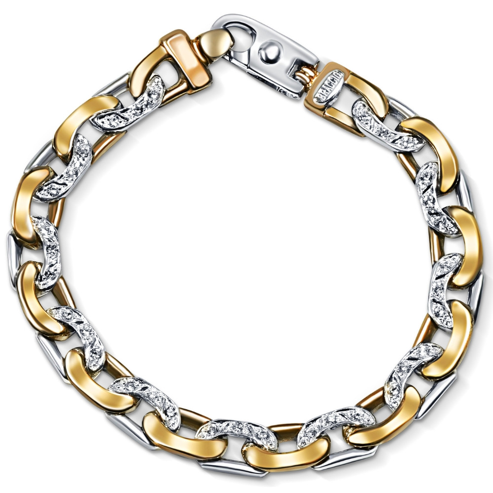 Men's 14k Gold (41gram) or Platinum (77gram) 8.5mm Diamond Bracelet 8.5" (H-I, SI)