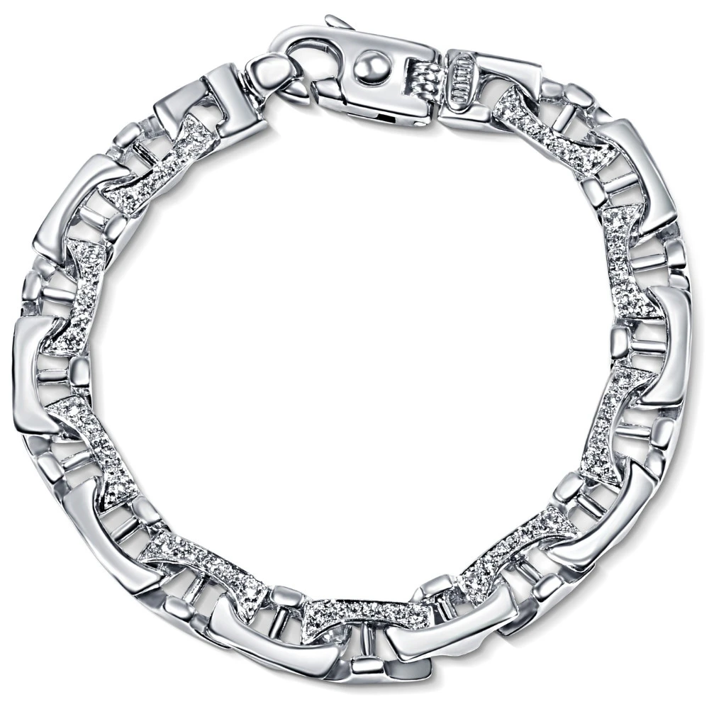 Men's 14k Gold (44gram) or Platinum (71gram) 8.5mm Diamond Bracelet 8.5" (H-I, SI)