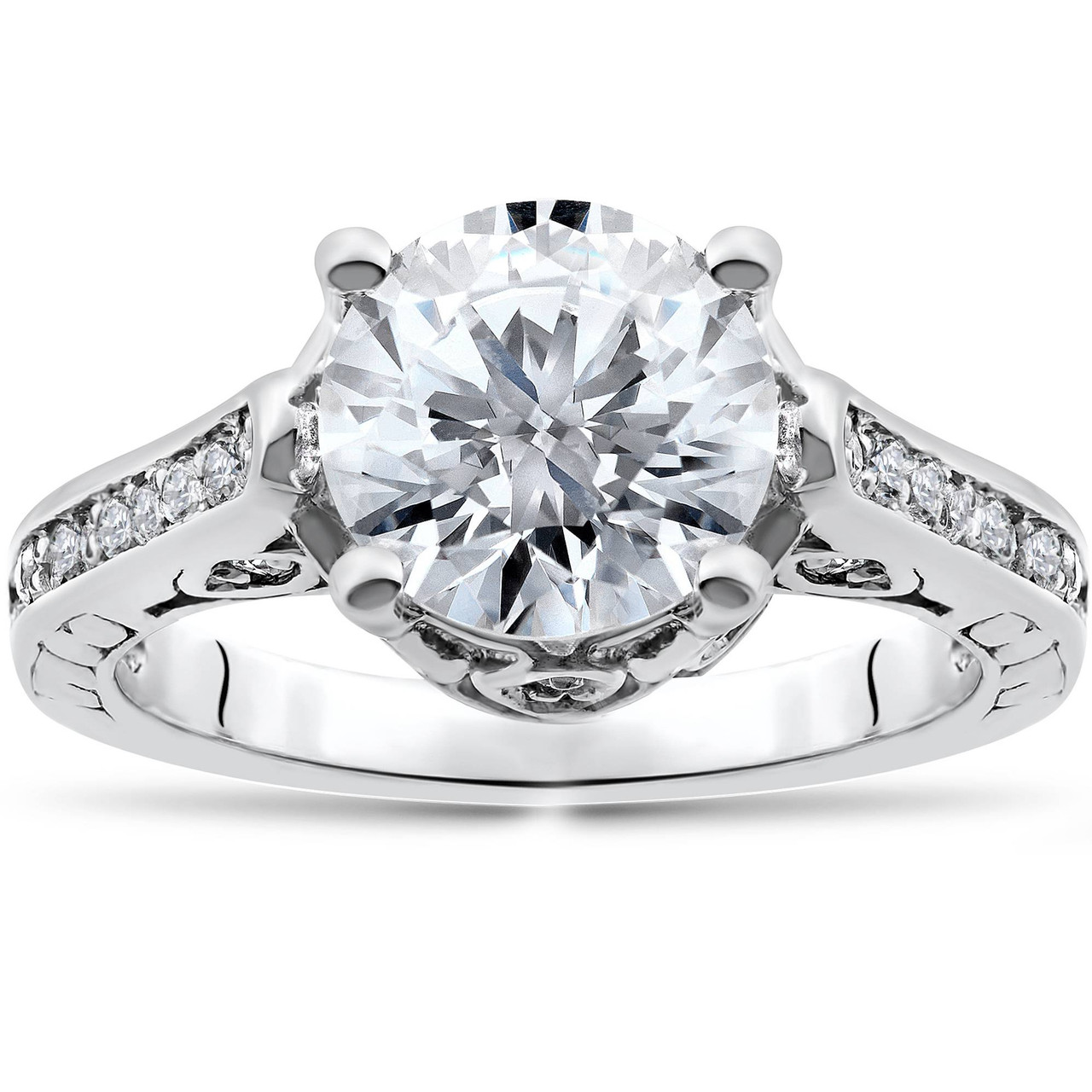 Certified 2 1/3Ct Diamond Engagement Ring 14k White Gold Lab Grown (G-H, VS2-SI1)